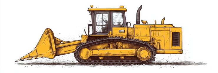 Photo une illustration détaillée d'un bulldozer jaune est présentée.