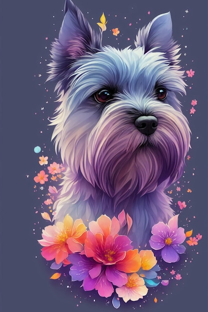 Une illustration détaillée du visage de chien schnauzer