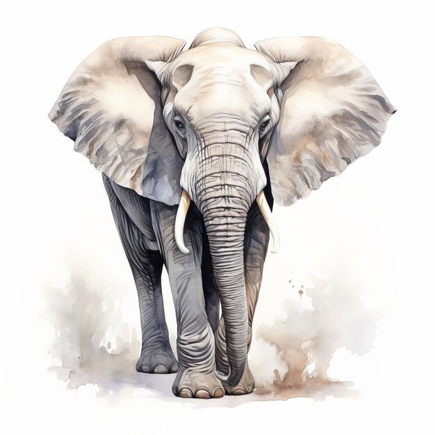 Photo illustration détaillée de l'éléphant à l'aquarelle pour l'application web et de bureau