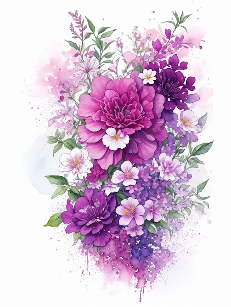 illustration détaillée de la peinture aquarelle de Quinacridone Magenta