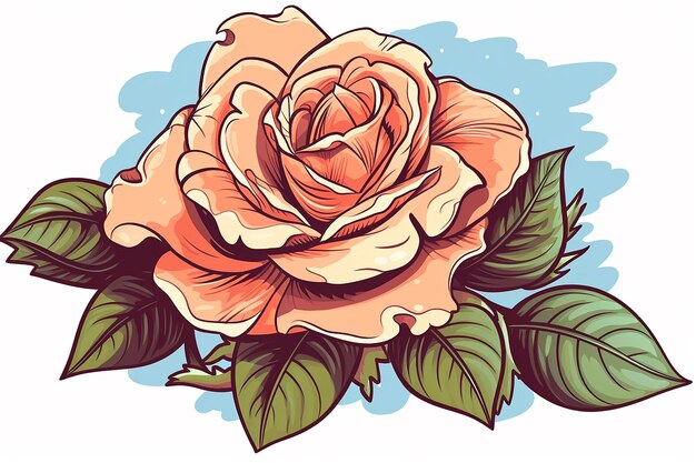 une illustration détaillée d'une rose en fleur générée par l'IA