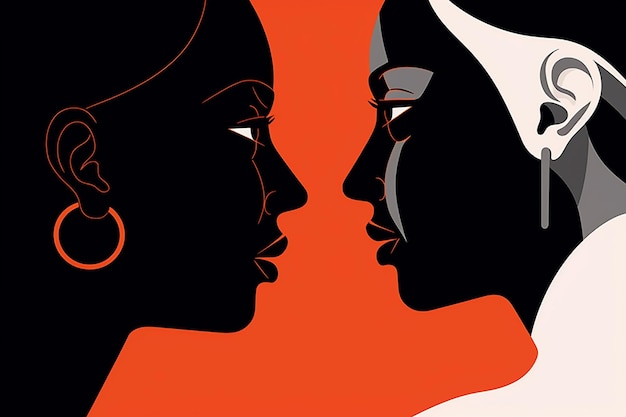 Illustration de deux femmes se regardant l'une l'autre amour féminin