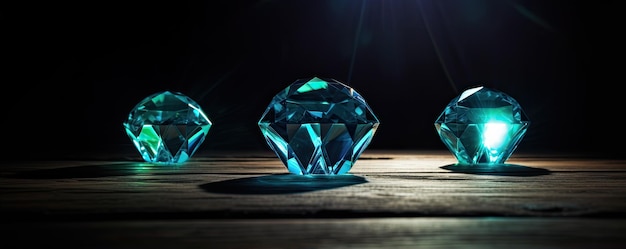 illustration de diamant cristal bleu sur un fond large