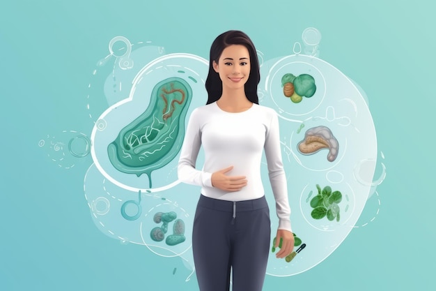 Photo illustration de la digestion optimale d'une femme ravie avec un système gastro-intestinal robuste