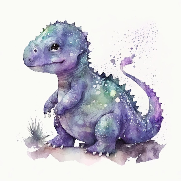 Illustration de dinosaure aquarelle enfantine mignonne AI GenerativexA