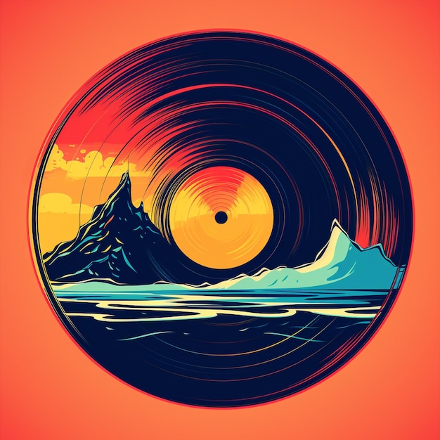 illustration d'un disque vinyle dans le style rétro