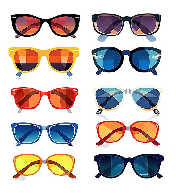 Illustration de diverses lunettes de soleil Generative AI