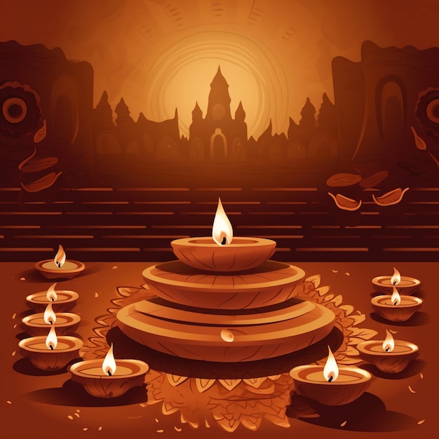 Illustration de diya sur la célébration de Diwalicélébration de diwali en Inde