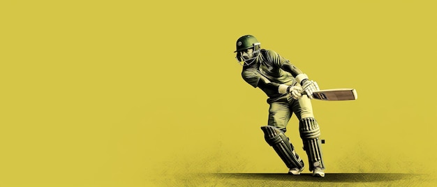 Illustration du batteur dans le jeu de cricket sur la bannière de fond aquarelle Ai généré