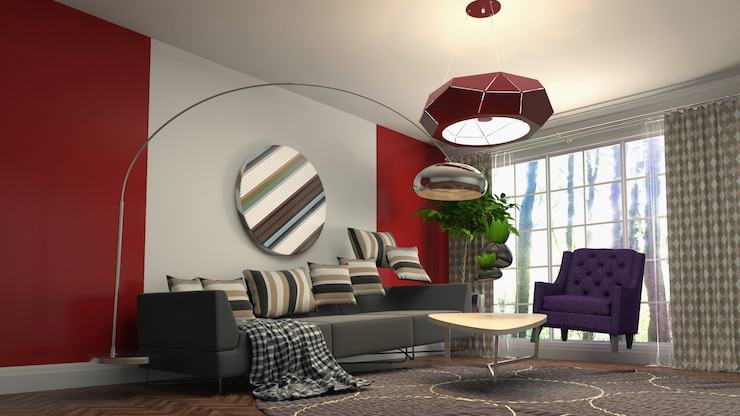 Photo illustration du canapé zéro gravité planant dans le salon