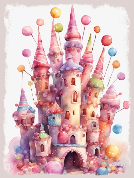 Photo illustration du château de bonbons fantastique