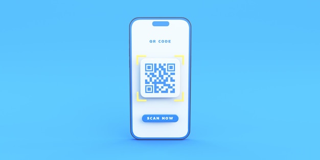 Illustration du code QR sur fond bleu scan 3D