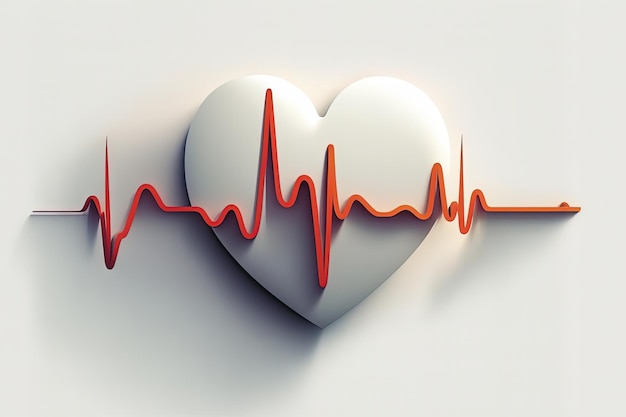 Illustration du coeur avec graphique du concept de rythme cardiaque de la santé AI générative