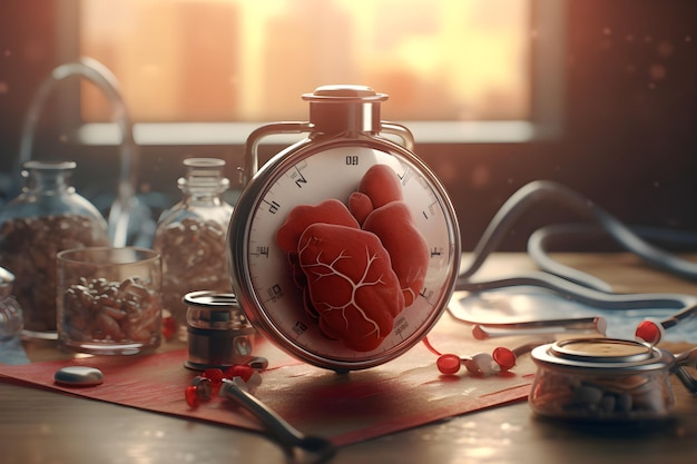 Illustration du coeur d'une maladie et de la technologie moderne Coeur symbolique en cardiologie médicale