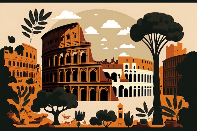 Illustration du Colisée à Rome, en Italie