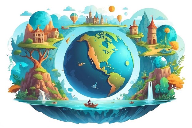 Photo illustration du concept du monde en ligne