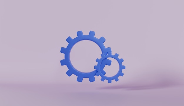 Une illustration du concept d'engrenage bleu avec des engrenages et des roues dentées représentant la technologie et l'industrie
