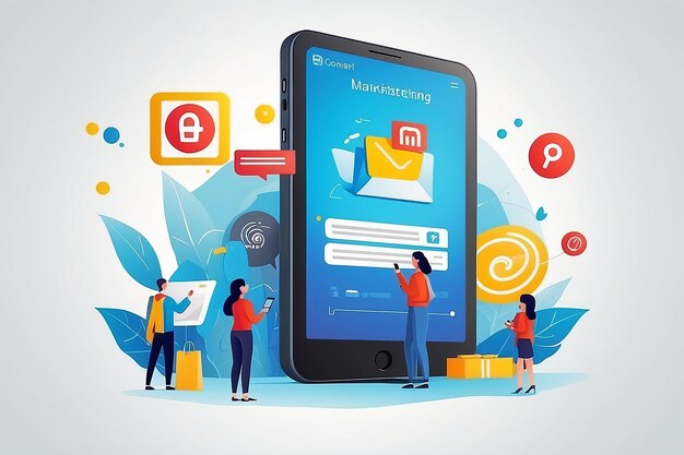 Illustration du concept de marketing mobile