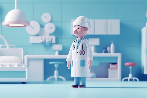 Illustration du concept de médecin en 3D dans un hôpital