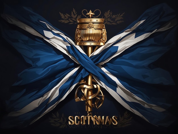 Illustration du concept de la Saint Andrew le 30 novembre avec le drapeau écossais sur fond sombre