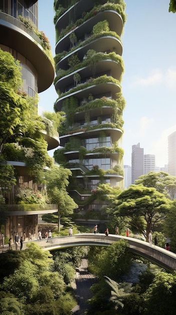 Illustration du concept de ville futuriste avec des espaces verts