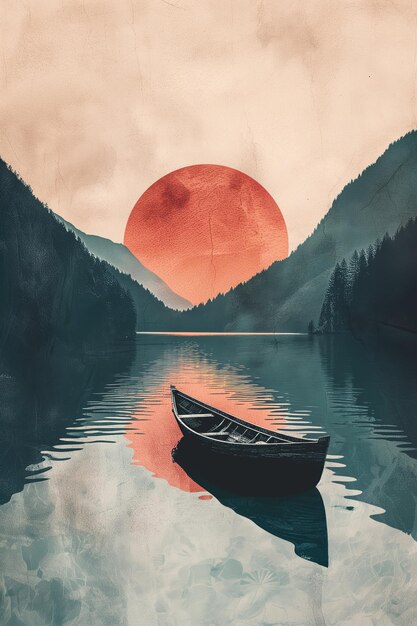 Photo illustration du coucher de soleil du bateau serenity