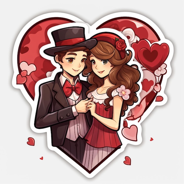 Illustration du couple de dessins animés le jour de la Saint-Valentin