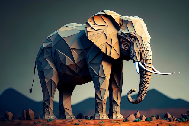 Illustration du cubisme d'éléphant AIGenerated