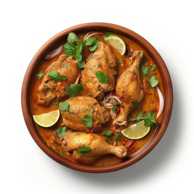illustration du curry de poulet blanc pur et délicieux vue du haut