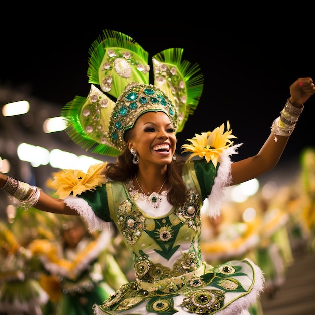 illustration du défilé de l'école de samba dans l'école Sambodromo Beija Flor