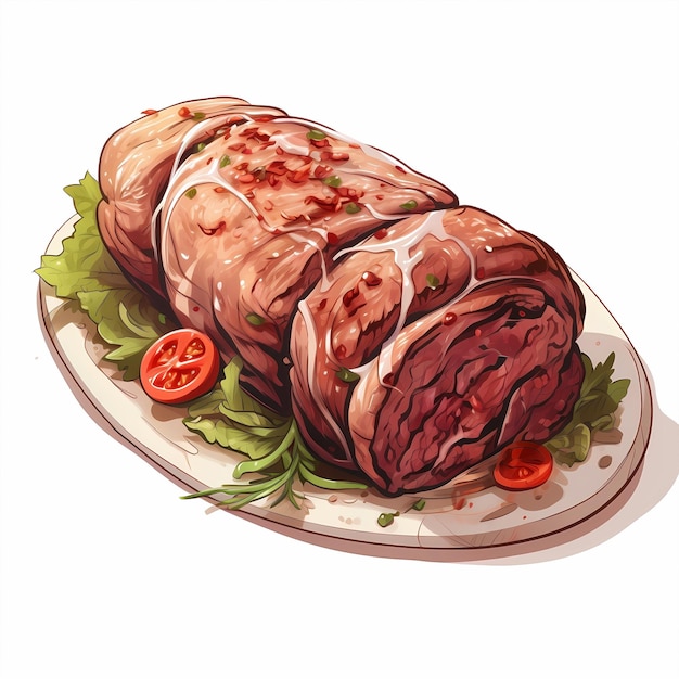 L'illustration du délicieux rouleau de viande