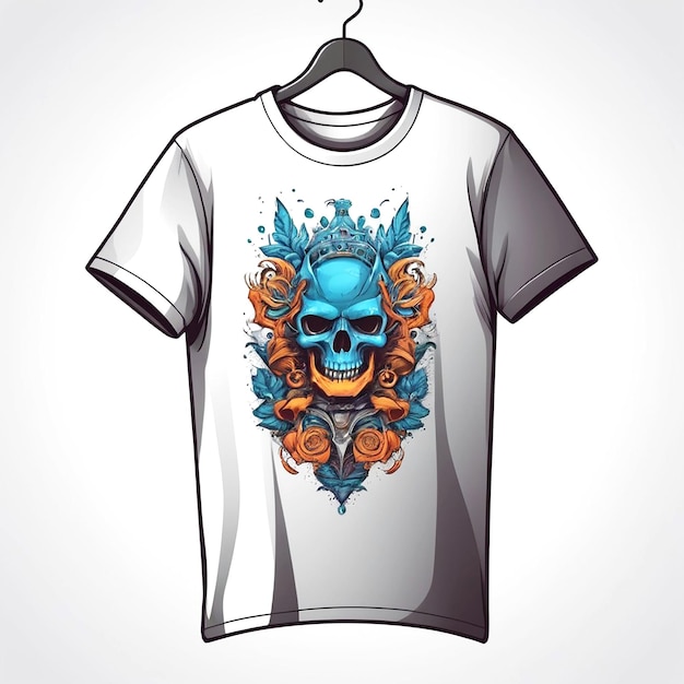 Photo illustration du design du t-shirt sur fond blanc