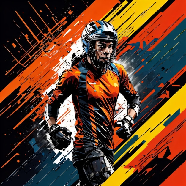 Illustration du design sportif avec le style d'art de la peinture