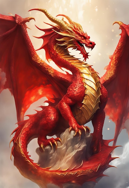 Illustration du dragon épique rouge et doré pour le contexte du Nouvel An chinois