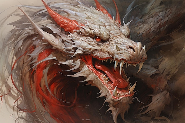 Photo l'illustration du dragon rouge chinois créée avec l'intelligence artificielle générative