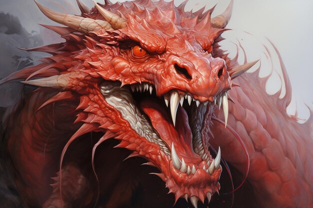 Photo l'illustration du dragon rouge chinois créée avec l'intelligence artificielle générative