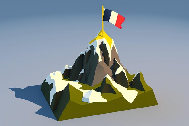 Illustration du drapeau au sommet de la montagne Generative AI