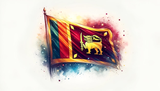 Illustration du drapeau du Sri Lanka dans un style aquarelle