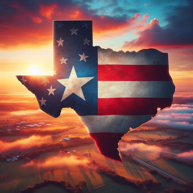 Photo illustration du drapeau de l'état du texas dans l'art patriotique des états-unis pour le 4 juillet, jour de l'indépendance