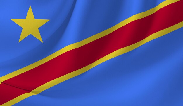 Photo illustration du drapeau de la république démocratique du congo avec effet ondulé