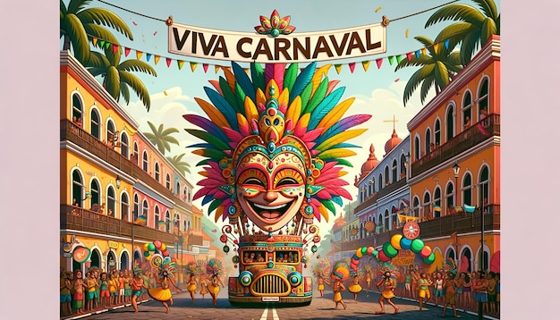 Photo illustration du festival du carnaval de goa en style dessin animé