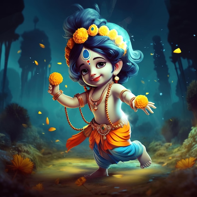 Illustration du festival Janmashtami