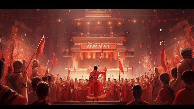 L'illustration du festival de Rama Navami en rouge