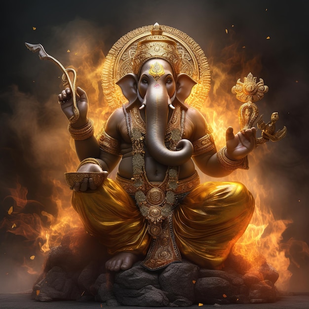 Illustration du fond de Ganesha pour le festival Happy Ganesh Chaturthi de l'Inde Generative Ai