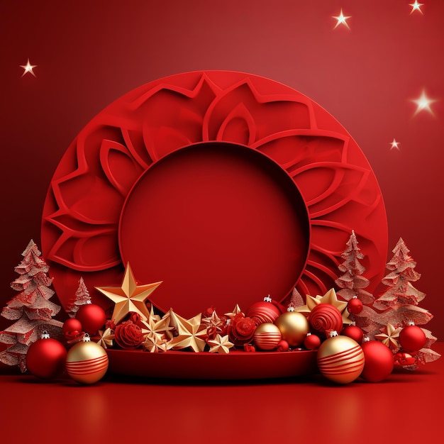 illustration du fond rouge de Noël avec une décoration 3d réaliste