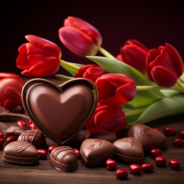 illustration du fond de la Saint-Valentin avec des coeurs de chocolats et