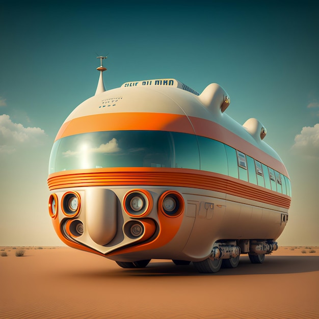 Illustration du futurisme rétro Hover Bus