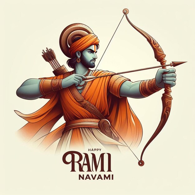 Illustration du jour de Ram Navami avec un vecteur de flèche et d'arc