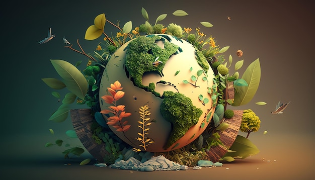 Illustration du jour de la terre inspirée par la nature pour l'environnement AI générative