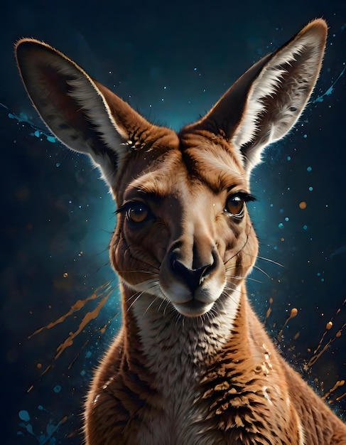 Illustration du kangourou lumineux IA générative